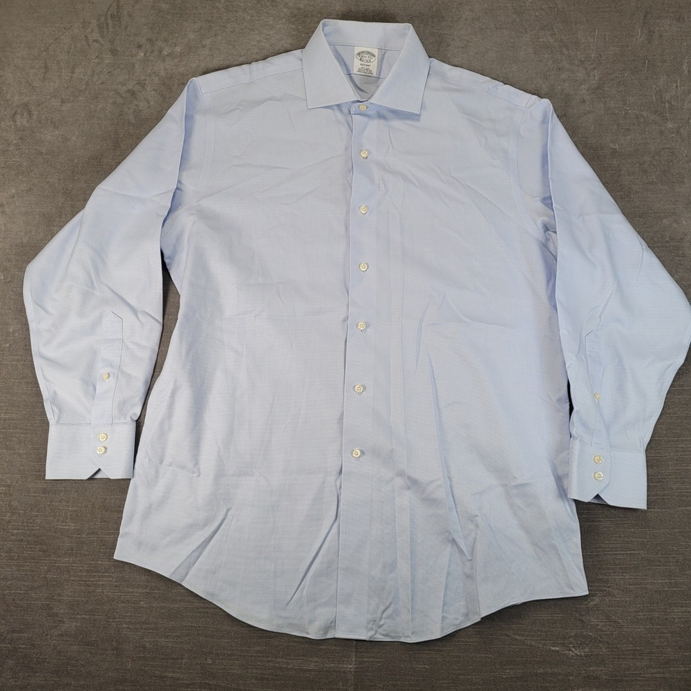 Brooks Brothers Dress Shirt Mens 16.5-33 Blue Regent Non-Iron Supima Cotton